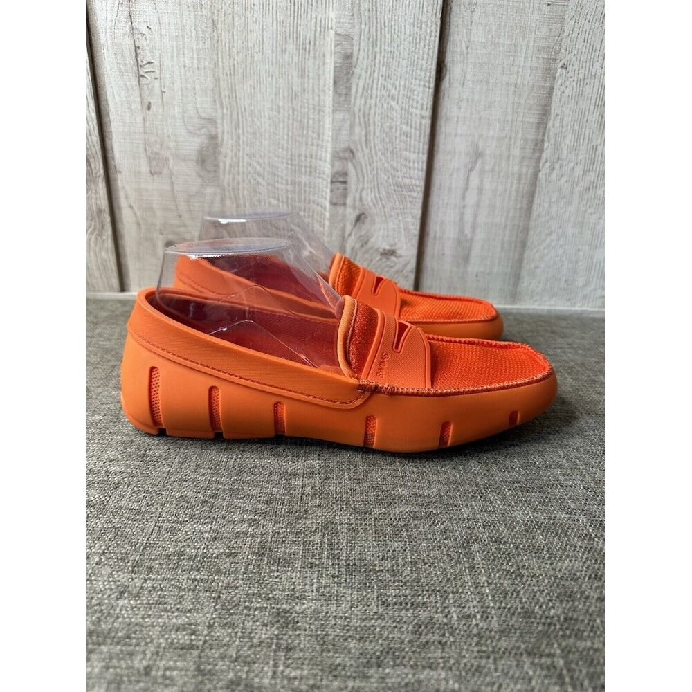 SWIMS Mens Penny Loafers Size 8 Machine Washable Boat Deck Orange Coral Shoes - Picture 2 of 11
